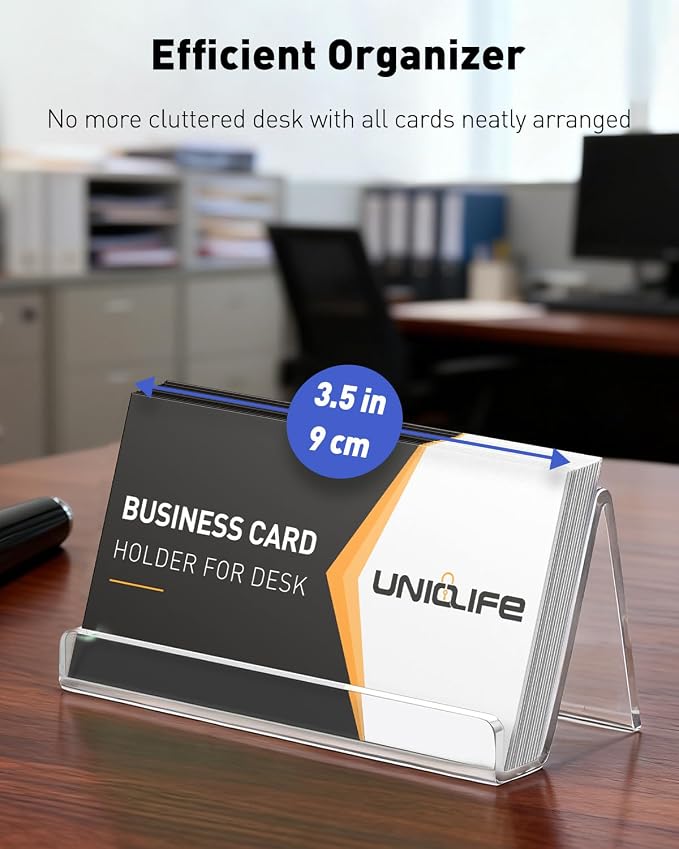 Uniclife 4 Pack Acrylic Business Card Holder - Image 2