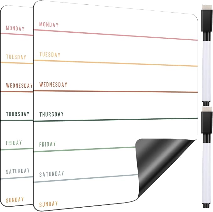 2 Pieces Magnetic Weekly Dry Erase Boards Erasable Weekly Calendars Whiteboard by Outus