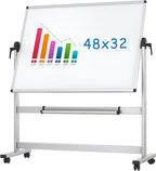VIZ-PRO Double-Sided Magnetic Mobile Whiteboard, 48 x 32 Inches, Aluminium by VIZ-PRO