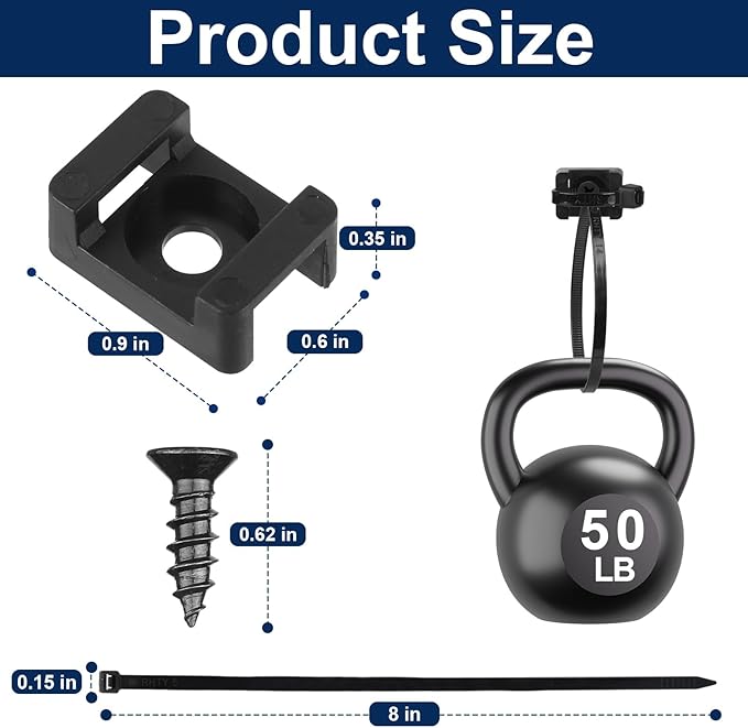 SLEYUIM Premium Cable Zip Tie Mounts Kit - Image 2