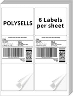 POLYSELLS Self Adhesive 3-1/3" x 4" Address Shipping Labels, 6UP White Sticker by POLYSELLS