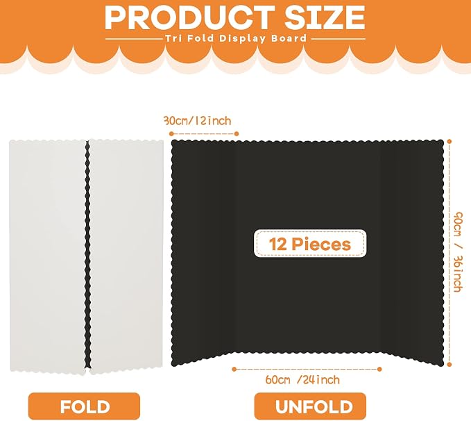 Henoyso 12 Pcs 36 x 48 Inch Black Trifold Poster Board Large Tri Fold - Image 2