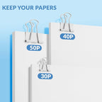 NEEWAY 100 Count Binder Clips Assorted Sizes, Paper Binder Clips, Metal Paper - Image 4