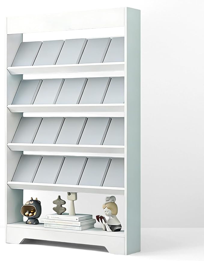 LHIUGE 5-Layer Brochure Display Rack, Freestanding Wooden Magazine Rack by LHIUGE
