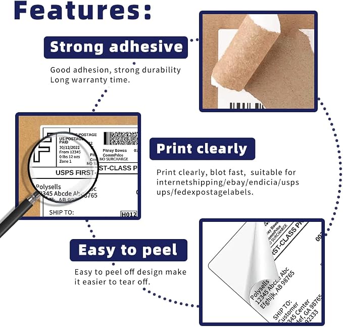 POLYSELLS Shipping Labels with Self Adhesive - Image 3