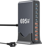 695W USB C Charger Block, 10-Port USB C Charging Station GaN IV Travel by SMSASOEO