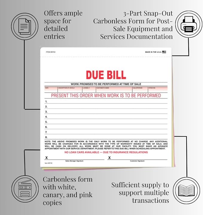 Vehicle Due Bill Form - Image 2