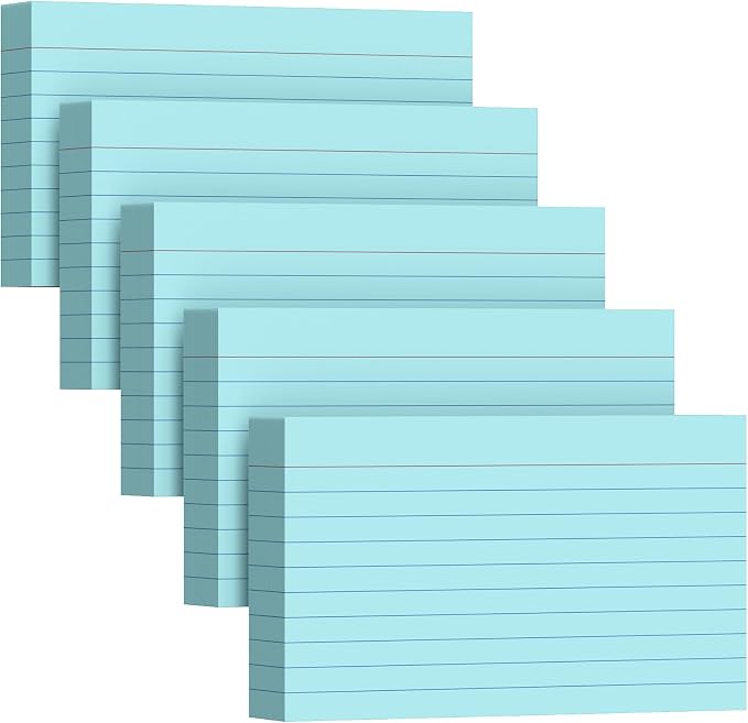 250 Count Index Cards 3 x 5 Inch, Heavyweight Blue Lined Note Cards Portable by Unknown