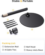Webcam Tripod Stand for Desk Height Adjustable & 360° Swivel Webcam Mount - Image 8