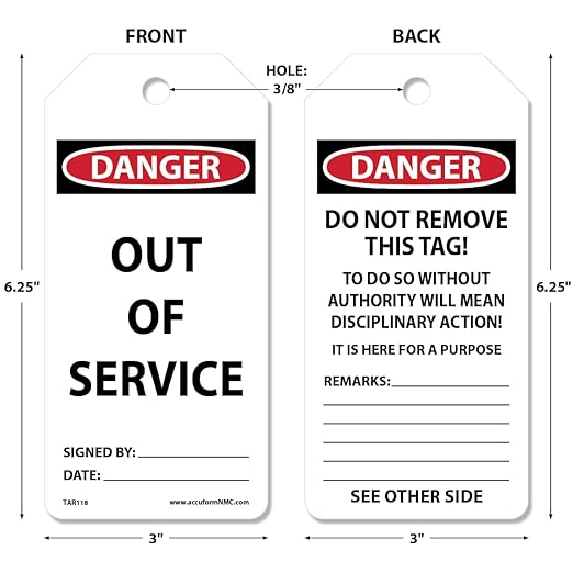 AccuformNMC 100 Safety Tags by-The-Roll, Danger Out of Service, US Made OSHA - Image 2