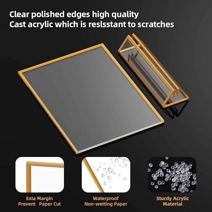 PPH-Sisy Acrylic Sign Holder 8.5X11 Gold Picture Frame Double Sided Acrylic - Image 3