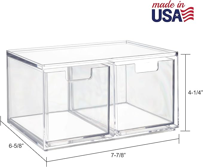 STORi Chloe Space-Saving Clear Drawer Organizer Sort Office, Beauty Supplies - Image 3
