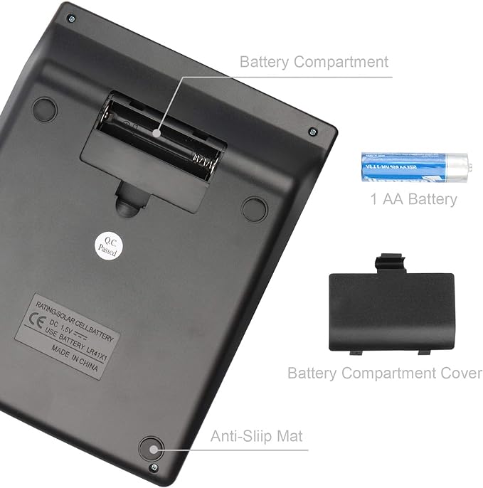HIHUHEN Large Electronic Calculator Counter Solar & Battery Power 12 Digit - Image 3