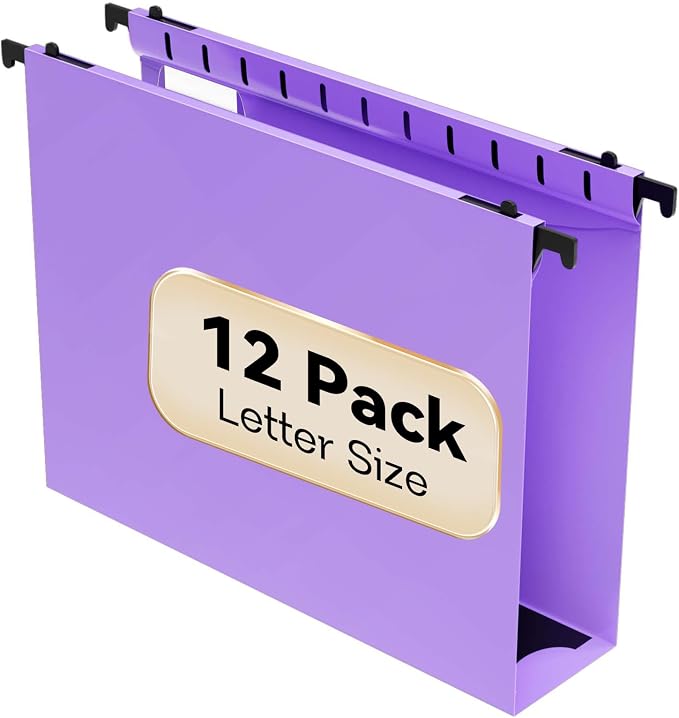 Nordun Extra Capacity Plastic Hanging File Folder Letter Size, 12 Pack by NORDUN