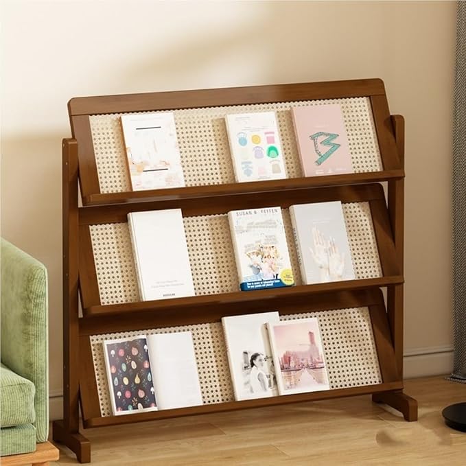 3-Tier Magazine Rack, Floor-Standing Magazine Holder, Bamboo Newspaper Stand by Unknown