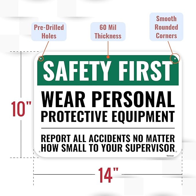 1PC Safety Sign, 14 x 10 Inches - Image 2