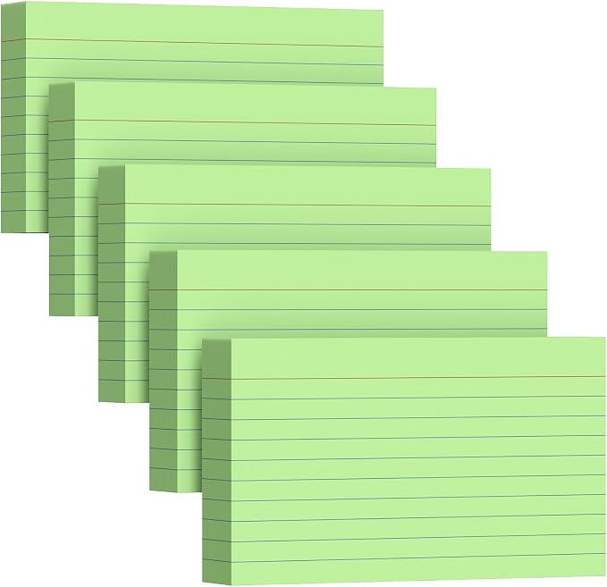 250 Count Index Cards 3 x 5 Inch, Heavyweight Green Lined Note Cards Portable by Unknown