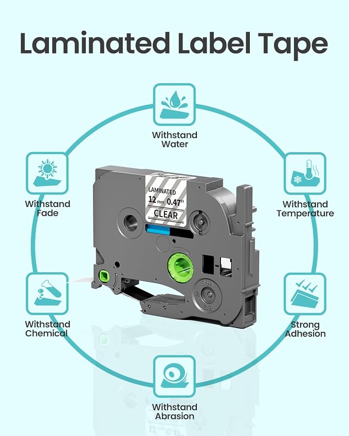 6-Pack Label Maker Tape 12mm 0.47" Clear TZe-131 Replacement - Image 4