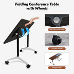 Goakwwuz Conference Room Table, Folding Conference Tables, Thicken Grey Tabletop - Image 3