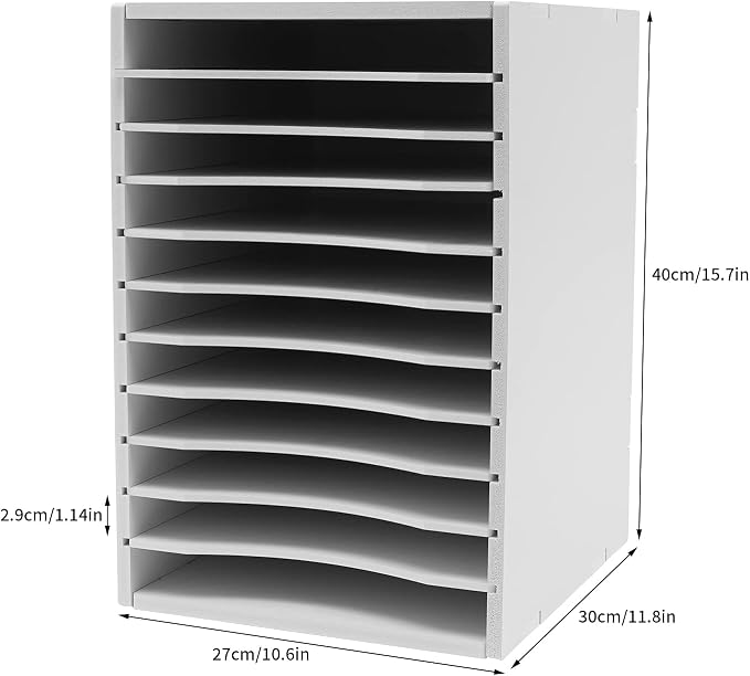 GUEYYSAN Vertical File Storage Rack, 11-Compartment Desktop Sorter Documents Box - Image 2