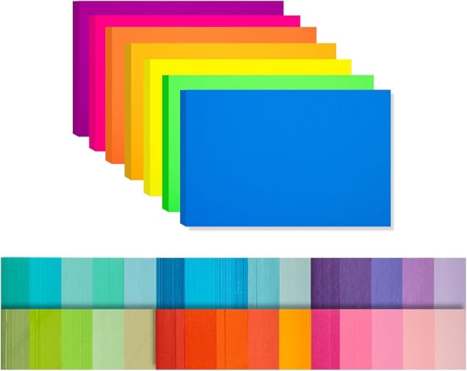 Index Cards 301-Count 3x5 Inch, 178GSM Heavyweight Set of 7 Fluorescent Colors by Magecubiku