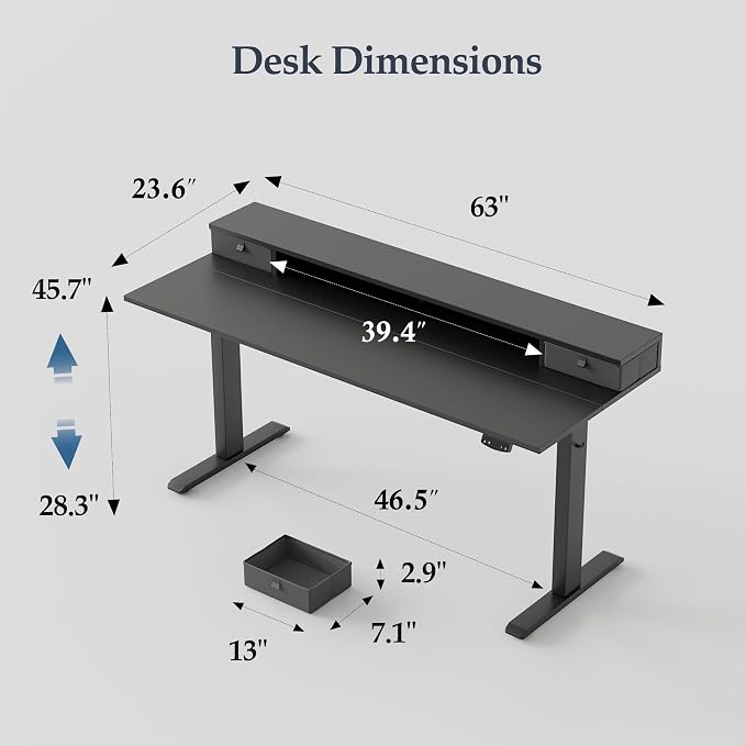 Klicelor 63 Inch Electric Standing Desk - Image 3