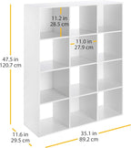 Whitmor 12 Cube Storage Organizer, 4 Tier Stackable Mdf Wood Bookcase, Open - Image 3