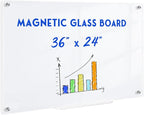 Magnetic Glass Whiteboard, Large Frameless White Board by QUEENLINK