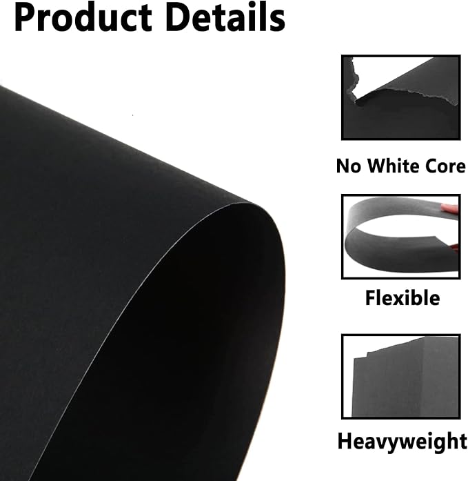 QTLCOHD 200 Sheets Black Cardstock, 8.5 x 11 Inch, 92 lb Construction Paper Bulk - Image 3
