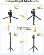Webcam Tripod Stand for Desk, 3 Level Extendable Camera Tripod Mount for - Image 3