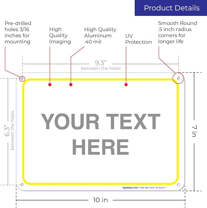 Personalized Custom Customize for Office, Delivery Yellow Sign, 10x7 Inches - Image 3
