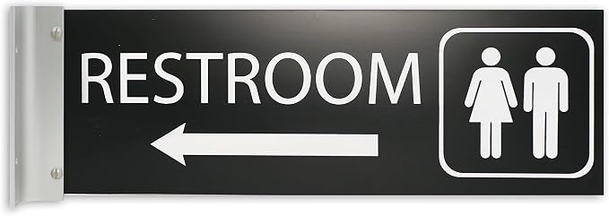 ALPHA DOG SIGNS Corridor Projecting Hallway Bathroom Sign, Left Arrow, by AlphaDog