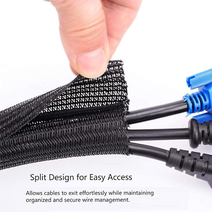 QCSIW 1/2" x 10ft Black/White Cable Sleeve - Image 9