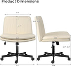 PUKAMI Criss Cross Chair with Wheels, Armless Cross Legged Office Desk Chair - Image 2