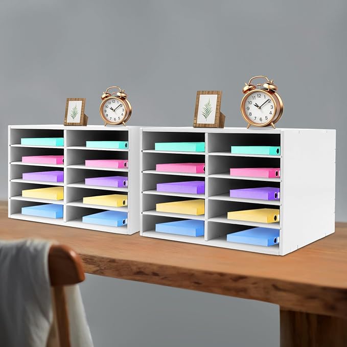 SNWJIAYIN 2Pcs 10 Slot Paper Storage Cabinets, Desktop File Organizer - Image 5