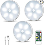 LED Closet Motion Sensor Step Lights, USB Rechargeable Battery Operated Puck by BringYouWarmLightingCare
