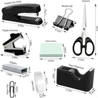 Black Office Desk Accessories, Desk Drawer Organizer, Stapler and Tape - Image 2