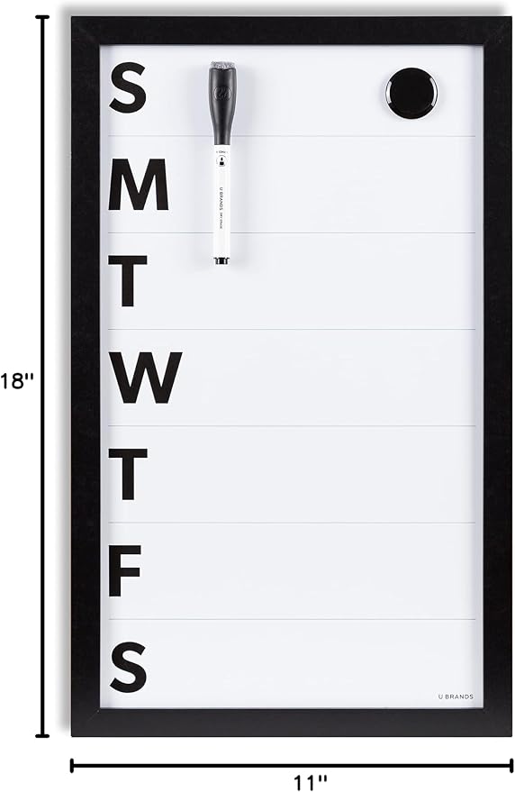 U Brands Framed Magnetic Weekly Calendar Dry Erase White Board, Office Supplies - Image 5