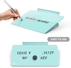 Aqua Blue Mini Desktop Pure Glass Whiteboard, Small Slope Slick Desk Whiteboard - Image 3