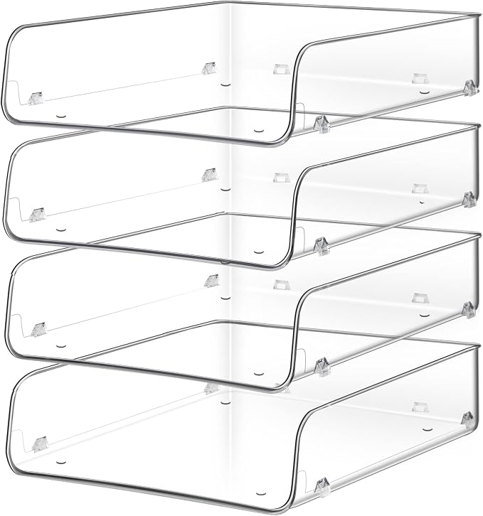 Lunmore Stackable Paper Trays, 4 Tier Desk File Organizer, Document Letter Tray by Lunmore