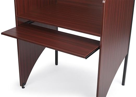 Displays2go Study Cubicle, Keyboard Tray, Steel Legs, Melamine Top – Mahogany - Image 5