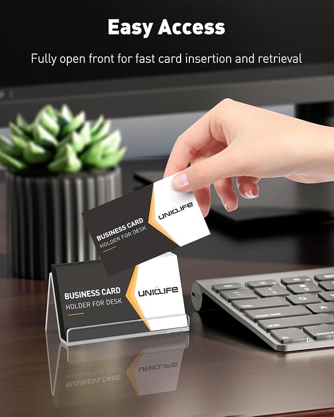 Uniclife 4 Pack Acrylic Business Card Holder - Image 6
