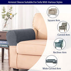 Premium Polyester Sofa Arm Cover, Scratch Resistant Protector Covers, Elastic - Image 5
