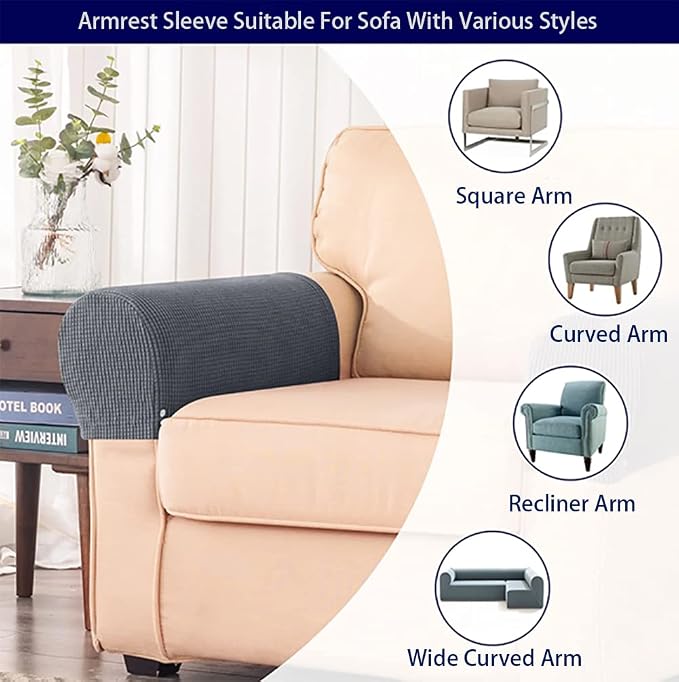 Premium Polyester Sofa Arm Cover, Scratch Resistant Protector Covers, Elastic - Image 5