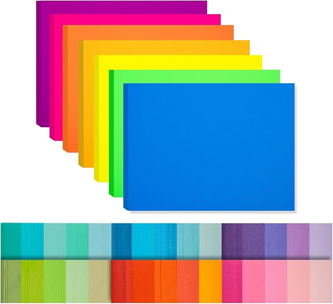 Index Cards 210-Count 4x6 Inch, 178GSM Heavyweight Set of 7 Fluorescent Colors by Magecubiku