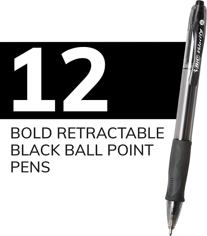 BIC Glide Bold Black Ballpoint Pens, Bold Point, 12-Count Pack, Retractable - Image 4