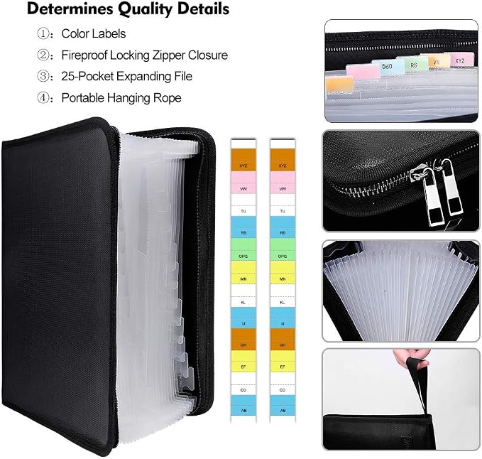 ENGPOW Expanding File Folder Important Document Organizer Fireproof Document - Image 3