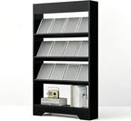 LHIUGE 4-Layer Brochure Display Rack, Freestanding Wooden Magazine Rack by LHIUGE