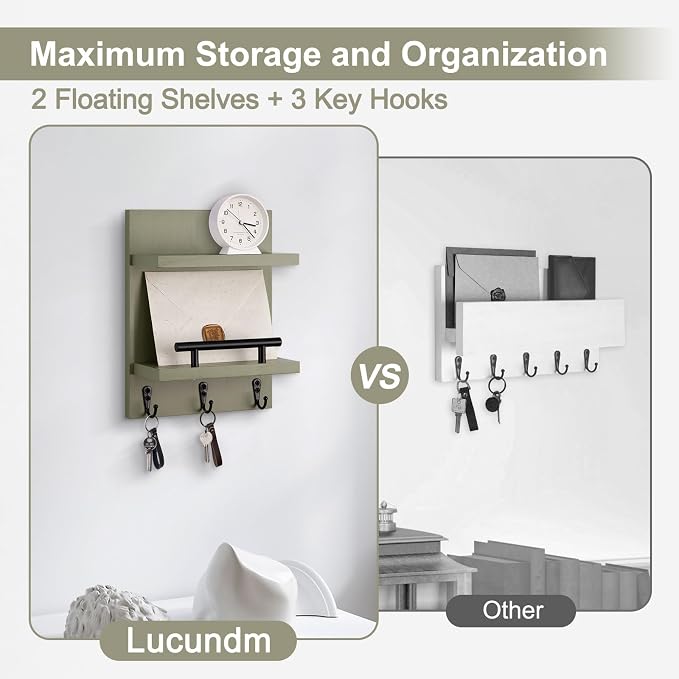 Lucundm Key Holder Wall Mount, Mail Shelf Decor - Image 4