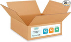 IDL Packaging-B-12124-25 Flat Corrugated Shipping Boxes 12"L x 12”W x 4"H by IDLPackaging